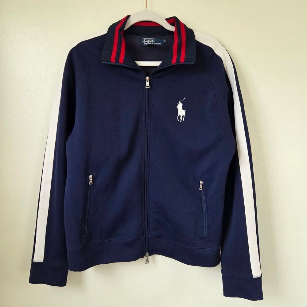 Polo Ralph Lauren Navy Full Zip Track Jacket Men's Med Big Pony